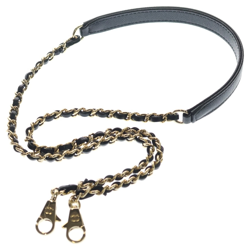 CHANEL(シャネル) ココハンドルXS マトラッセ キャビアスキン レザー 2WAY ハンド チェーンショルダー バッグ ゴールド金具 ブラック プレート レディース