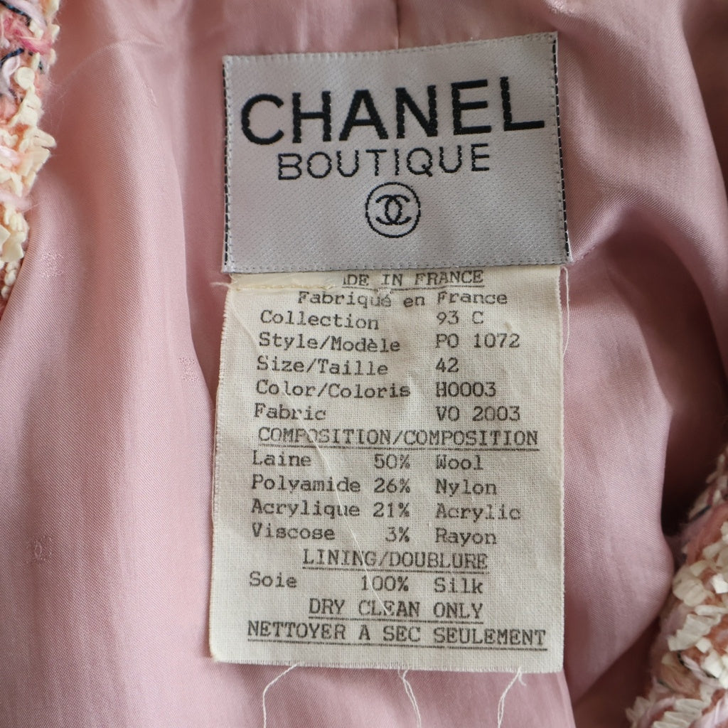 CHANEL(シャネル) 93C ココボタン ファンシー ツイード ジャケット ピンク #42 P01072V02003 レディース