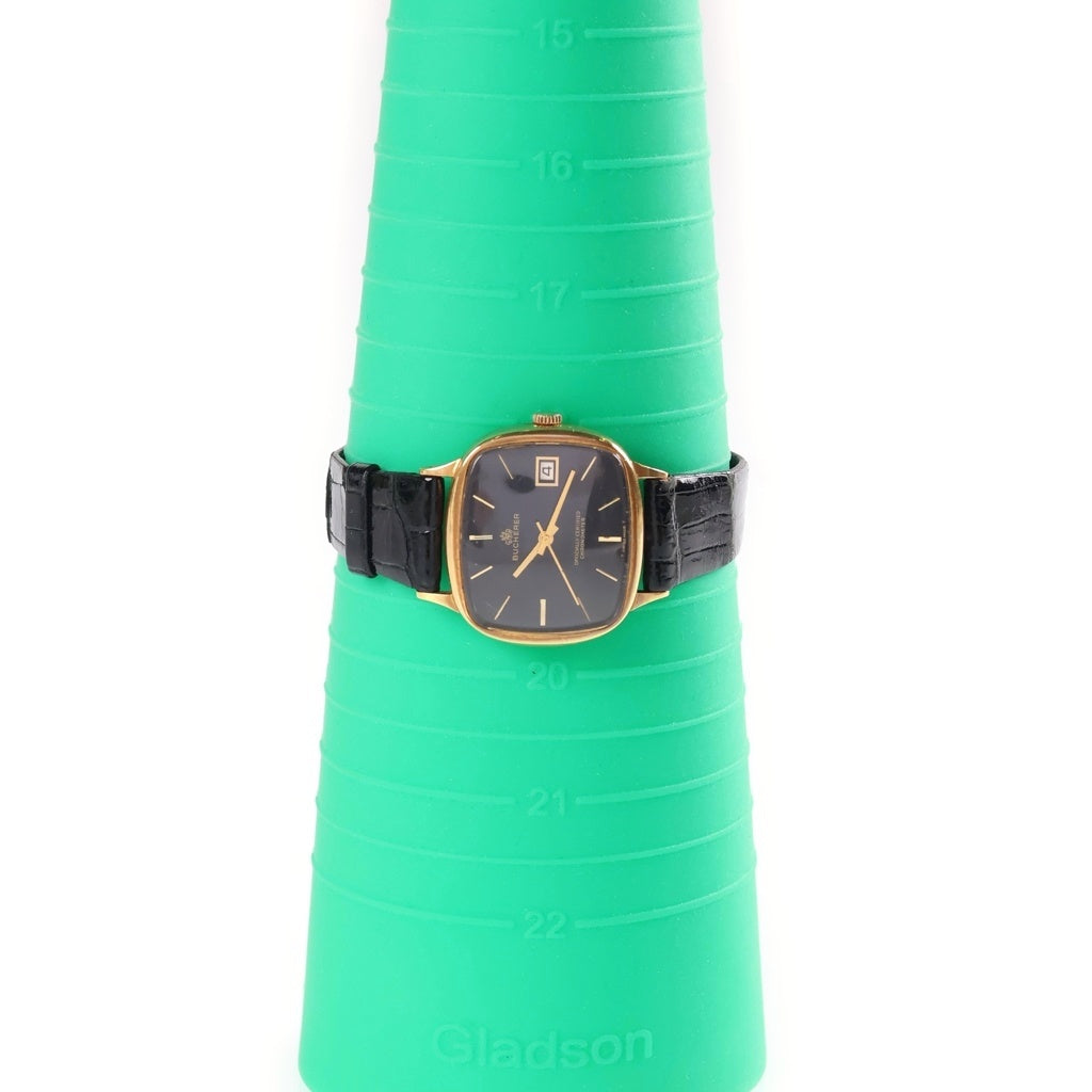 CARL F.BUCHERER(カール F.?ブヘラ) メンズ時計 クッションケース 自動巻き レザー 黒文字盤 ゴールド