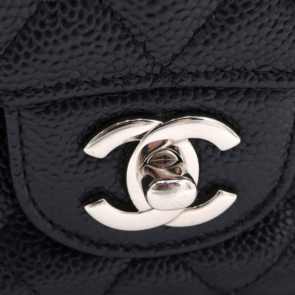 CHANEL(シャネル) マトラッセ25 Wフラップ Wチェーンショルダーバッグ キャビアスキン ブラック 18番台 レディース