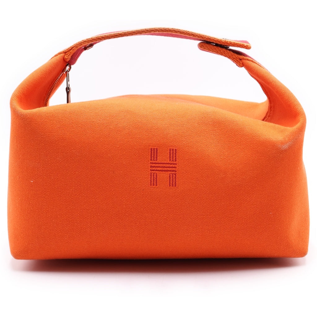 HERMES(エルメス) ブリッド ア ブラックPM ハンドバッグ ポーチキャンバス オレンジ レディース