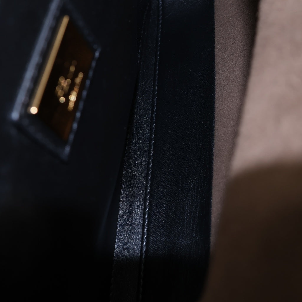 FENDI(フェンディ) ピーカブー ミディアム レギュラー ハンド ショルダーバッグ ファー レザー ズッカ柄 ブラウン レディース