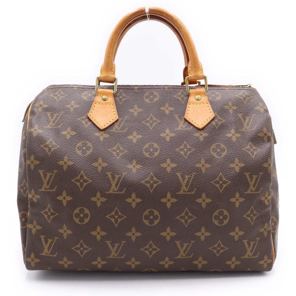 LOUIS VUITTON(ルイヴィトン) モノグラム スピーディー30 ハンドバッグ ボストンバッグ ブラウン レザー×PVC M41526 ゴールド金具 レディース