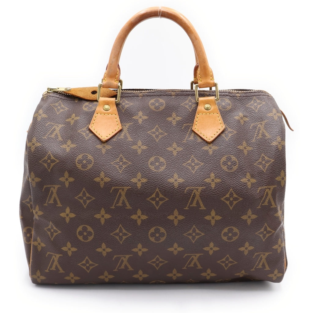 LOUIS VUITTON(ルイヴィトン) モノグラム スピーディー30 ハンドバッグ ボストンバッグ ブラウン レザー×PVC M41526 ゴールド金具 レディース