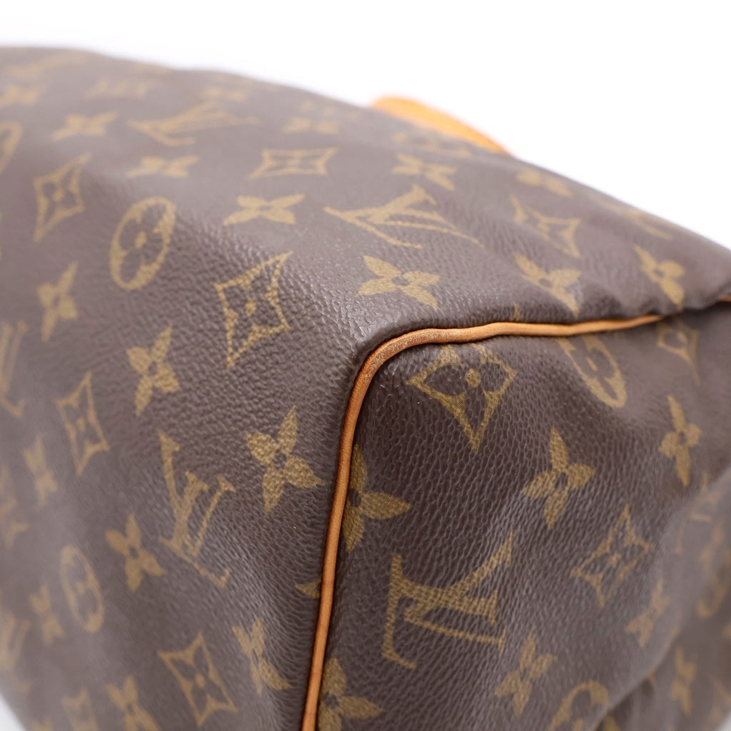 LOUIS VUITTON(ルイヴィトン) モノグラム スピーディー30 ハンドバッグ ボストンバッグ ブラウン レザー×PVC M41526 ゴールド金具 レディース