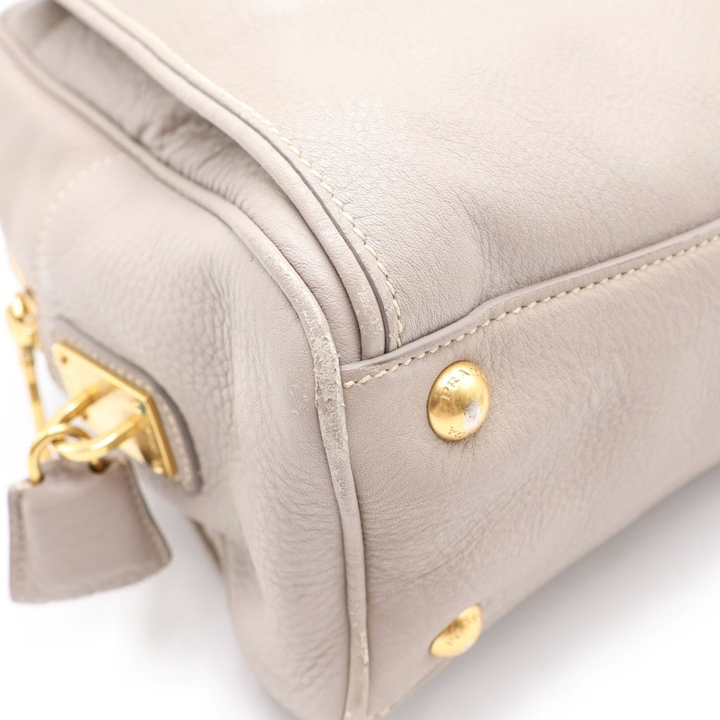PRADA(プラダ) ヴィッテロダイノ ハンドバッグ グレー レザー 1BB108 カギ2・カデナ・クロ レディース