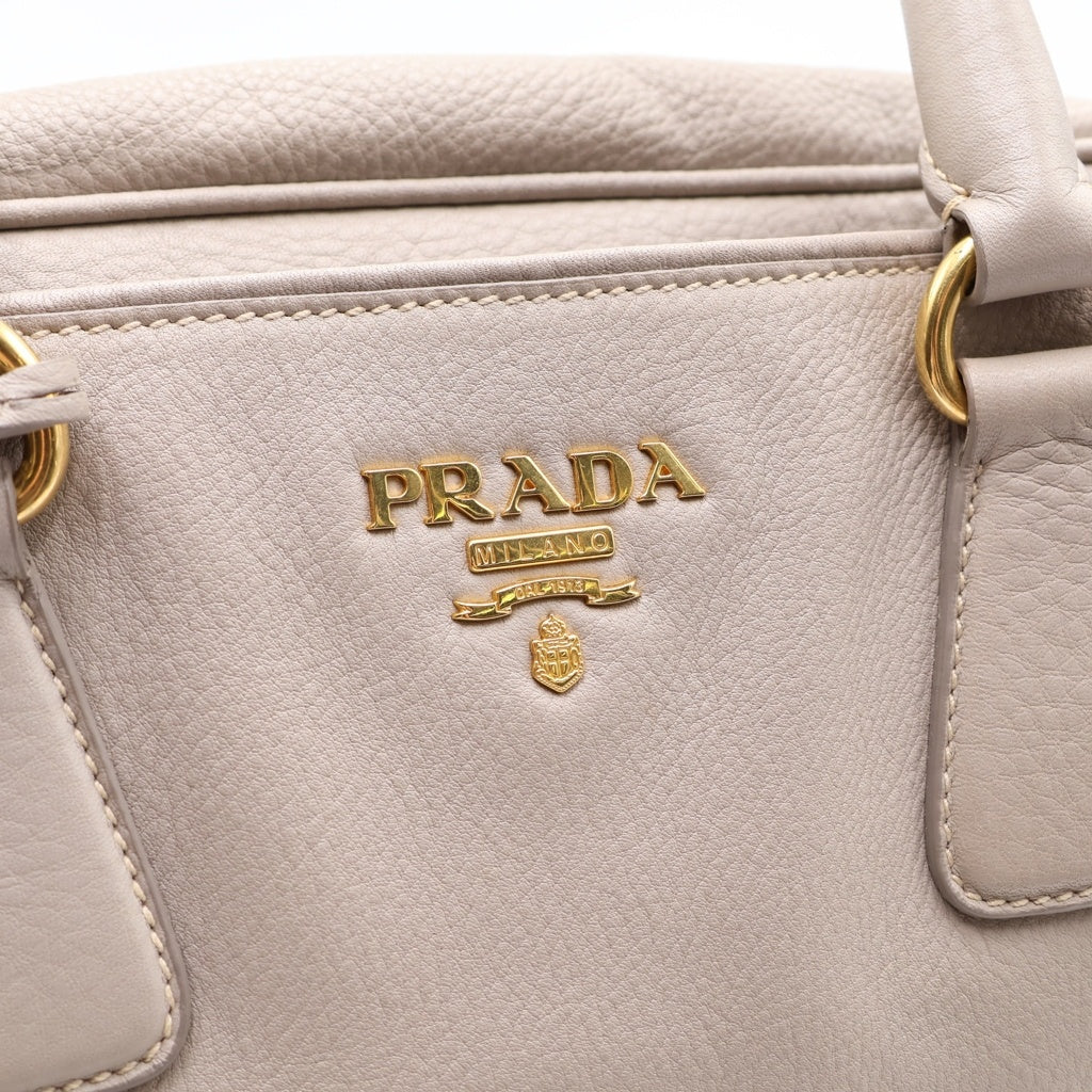 PRADA(プラダ) ヴィッテロダイノ ハンドバッグ グレー レザー 1BB108 カギ2・カデナ・クロ レディース