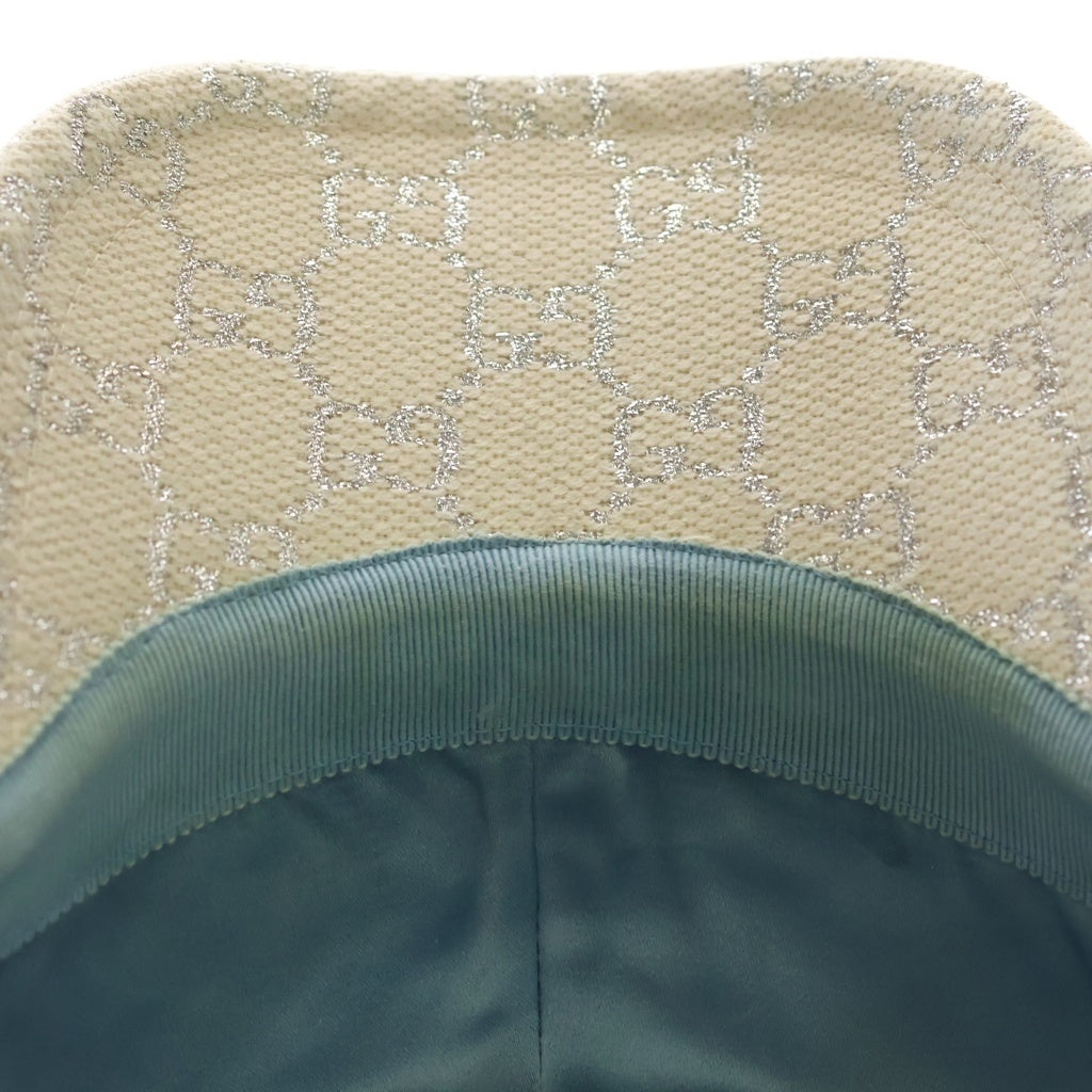 GUCCI(グッチ) GGラメ ベースボールキャップ アイボリー×シルバー キャンバス 631953 レディース