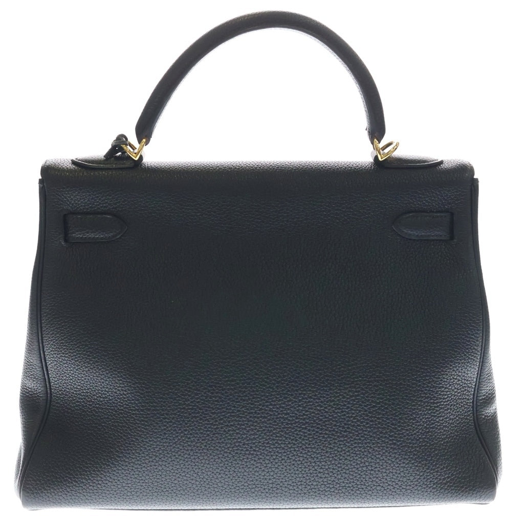HERMES(エルメス) ケリー32 フィヨルド ゴールド金具 □G刻印 2WAY ハンドバッグ ショルダーバッグ ノワール ブラック レディース