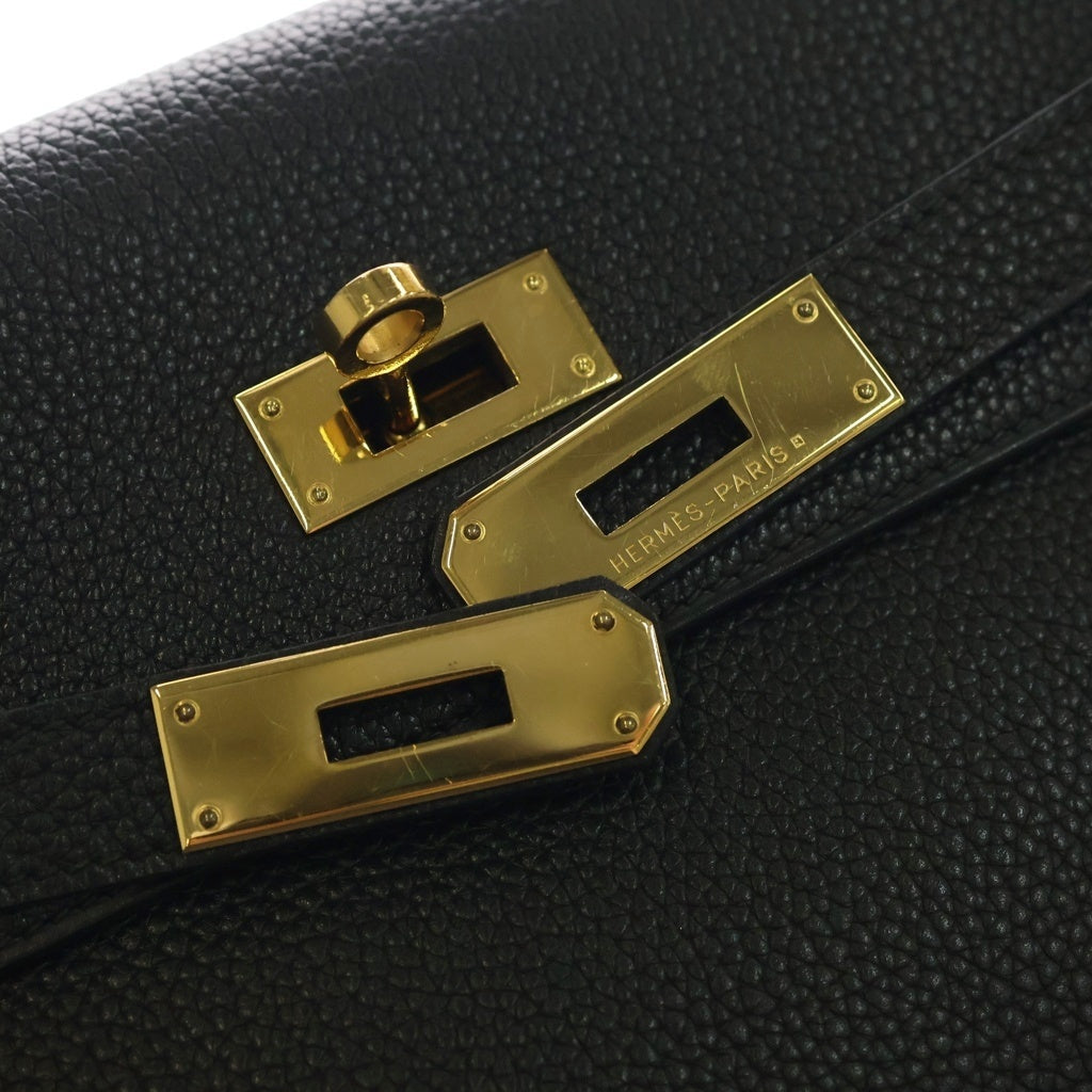 HERMES(エルメス) ケリー32 フィヨルド ゴールド金具 □G刻印 2WAY ハンドバッグ ショルダーバッグ ノワール ブラック レディース