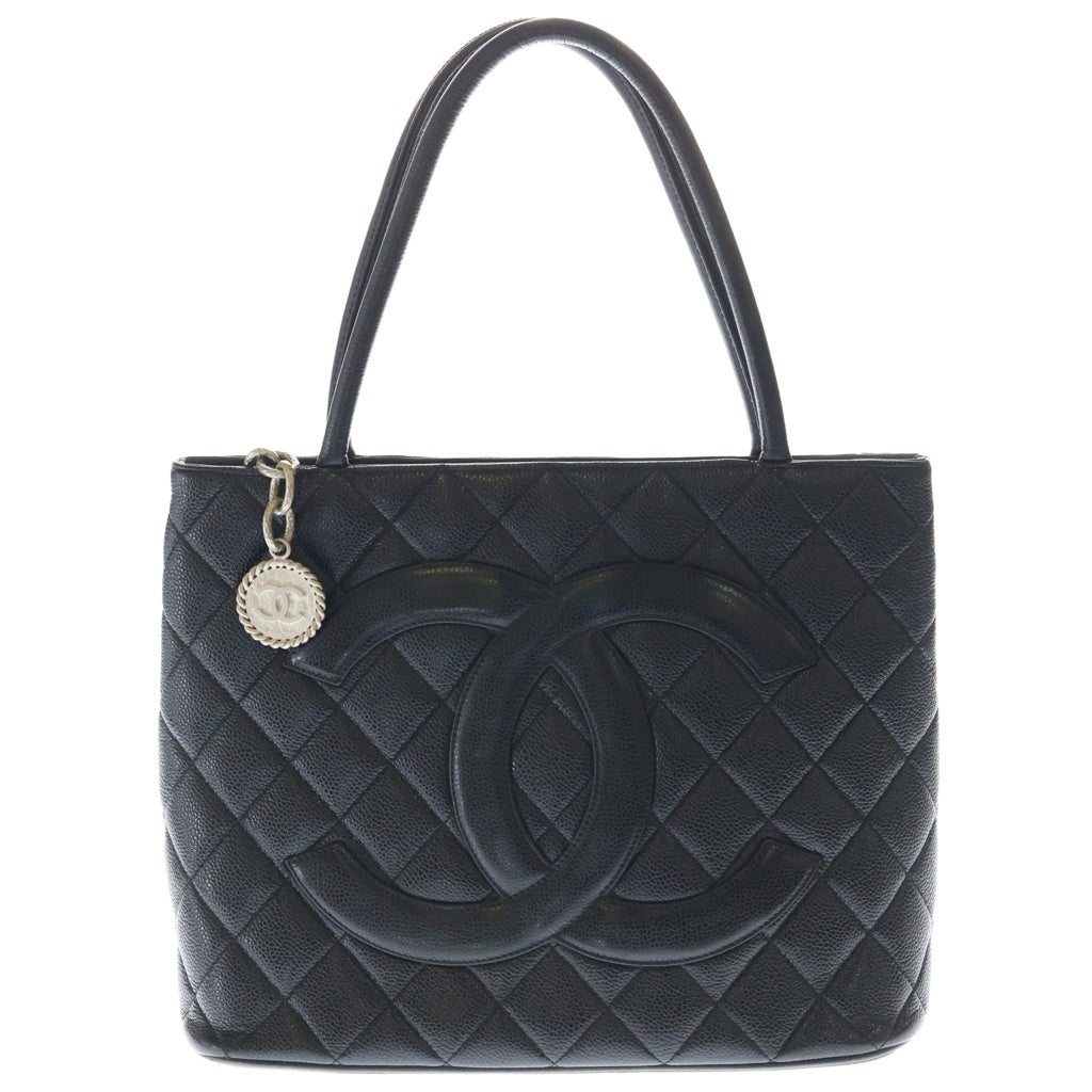 CHANEL(シャネル) 復刻トートバッグ ハンドバッグ ブラック キャビアスキン ゴールド金具 レディース