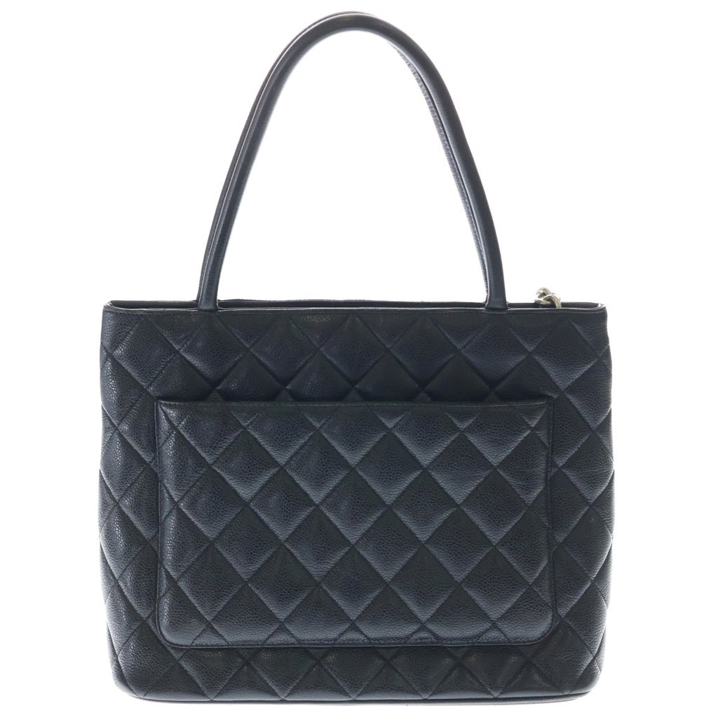 CHANEL(シャネル) 復刻トートバッグ ハンドバッグ ブラック キャビアスキン ゴールド金具 レディース