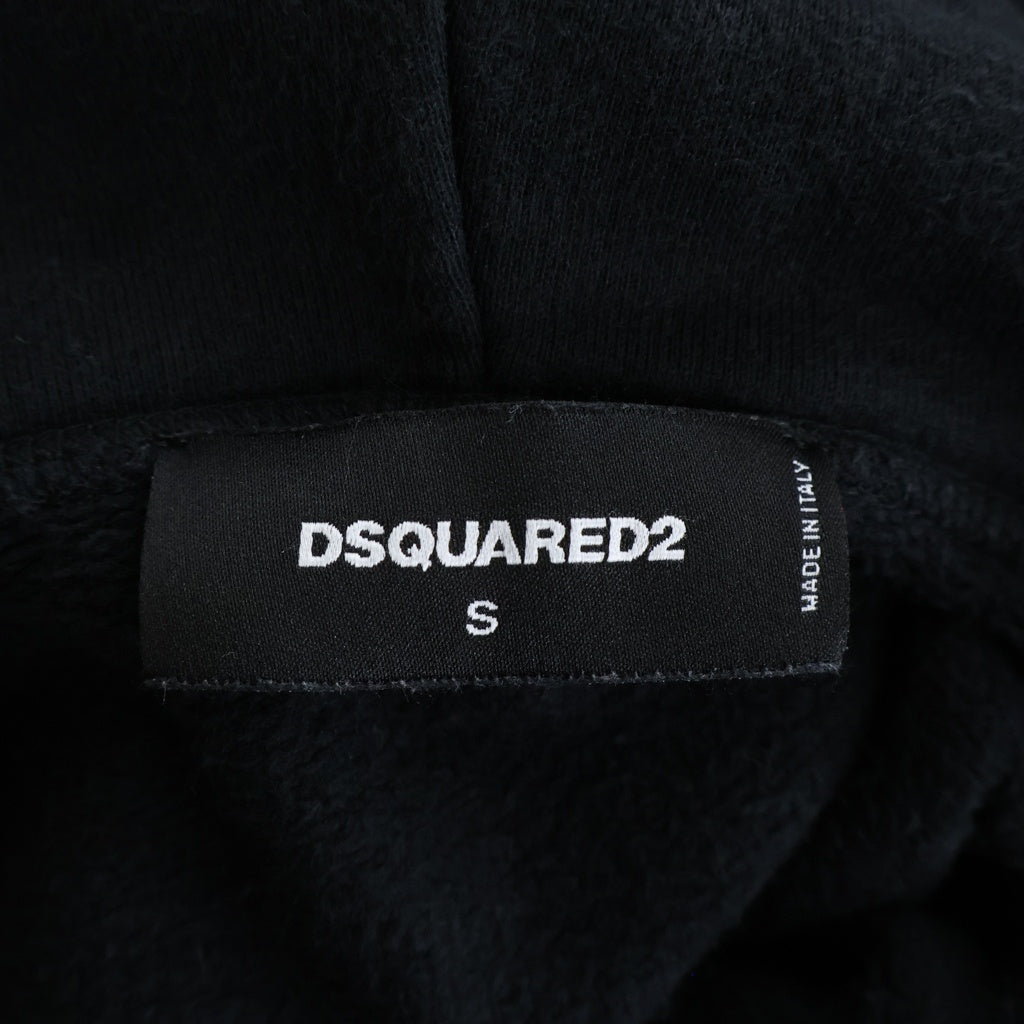 DSQUARED2(ディースクエアード) BE ICON プリント プルオーバー スウェットパーカー フーディー ブラック S80GU0002