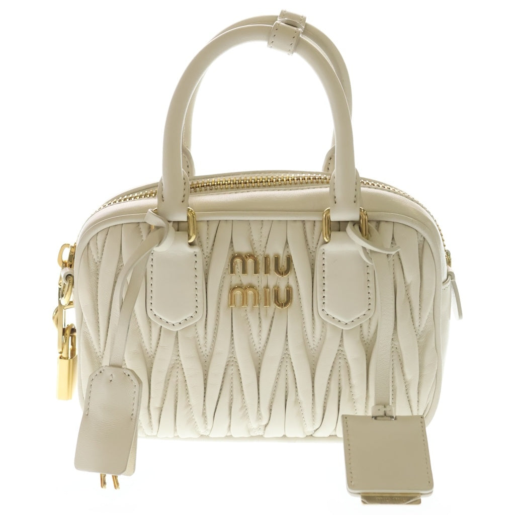 miumiu(ミュウミュウ) アルカディ マテラッセ 2WAYハンドバッグ ショルダーバック ホワイト レザー ゴールド金具 レディース