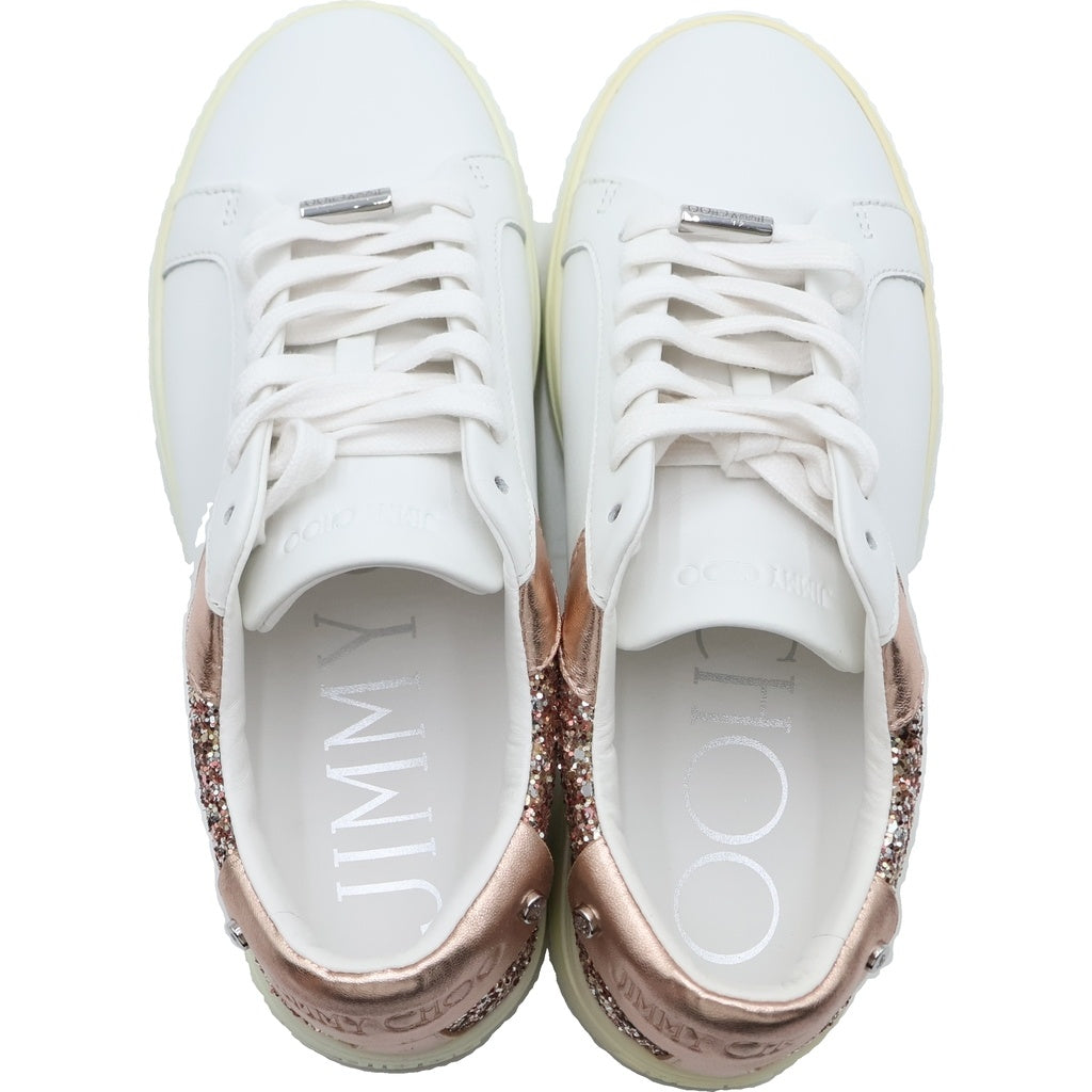JIMMY CHOO(ジミーチュウ) ROME/F レザー ローカットスニーカー ホワイト×ピンク #36 レディース