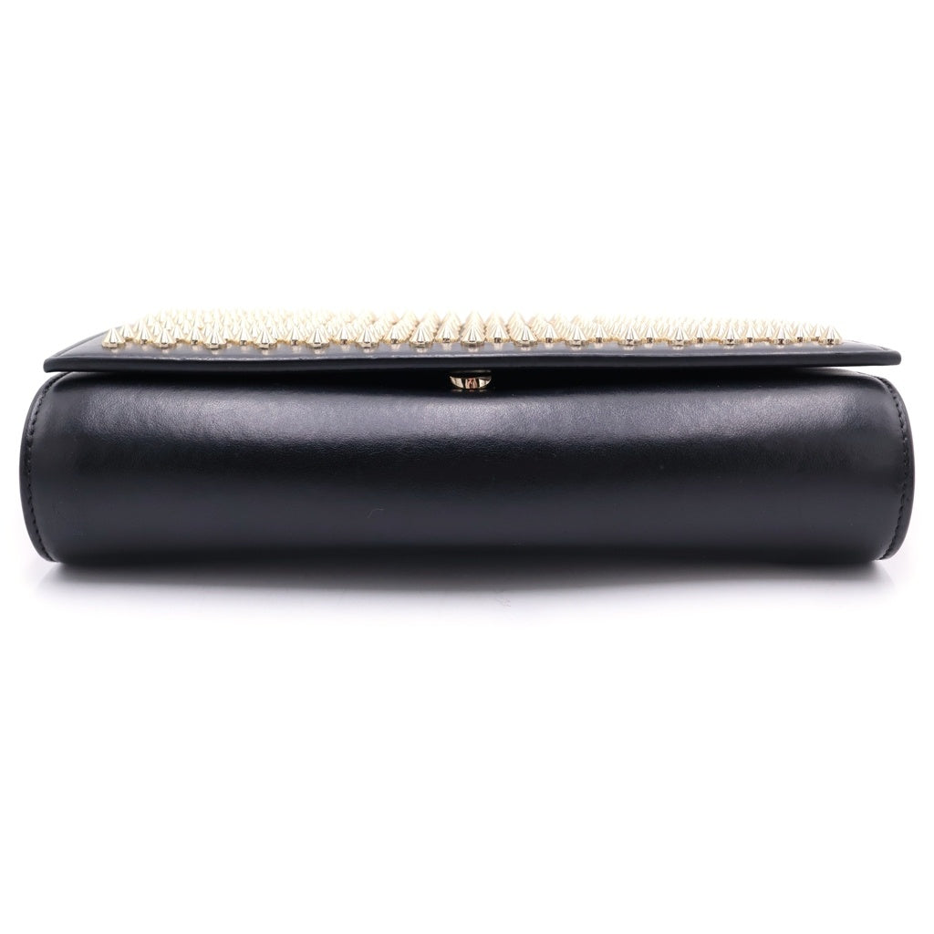 CHRISTIAN LOUBOUTIN(クリスチャンルブタン) パロマ クラッチ スタッズ チェーンショルダーバッグ ブラック レザー ゴールド金具 レディース