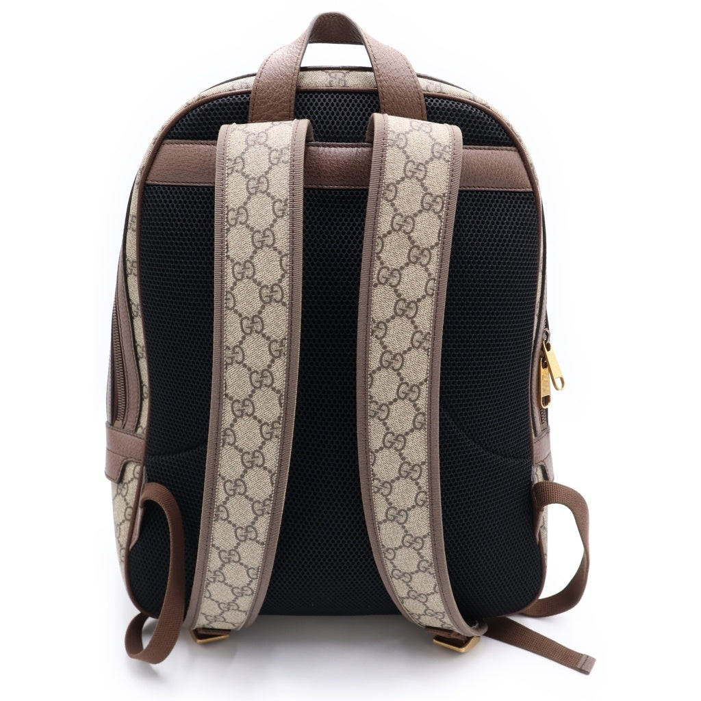 GUCCI(グッチ) オフィディア GGスプリーム リュックサック バッグパック ベージュ×ブラウン レザー×PVC 547967 ゴールド金具 レディース