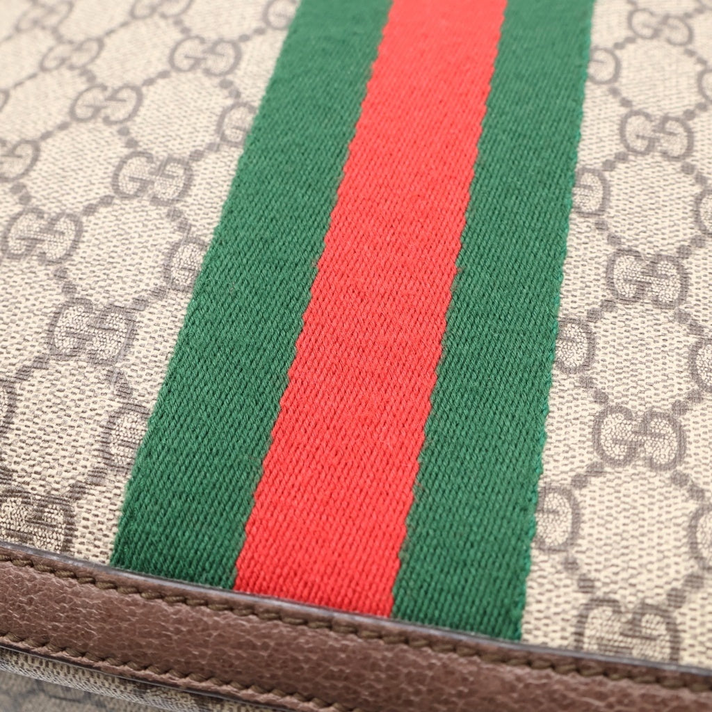 GUCCI(グッチ) オフィディア GGスプリーム リュックサック バッグパック ベージュ×ブラウン レザー×PVC 547967 ゴールド金具 レディース