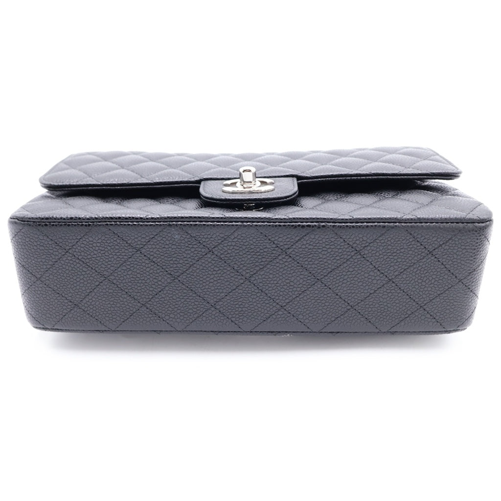 CHANEL(シャネル) マトラッセ25 WフラップWチェーンショルダーバッグ ブラック キャビアスキン A01112 シルバー金具 レディース