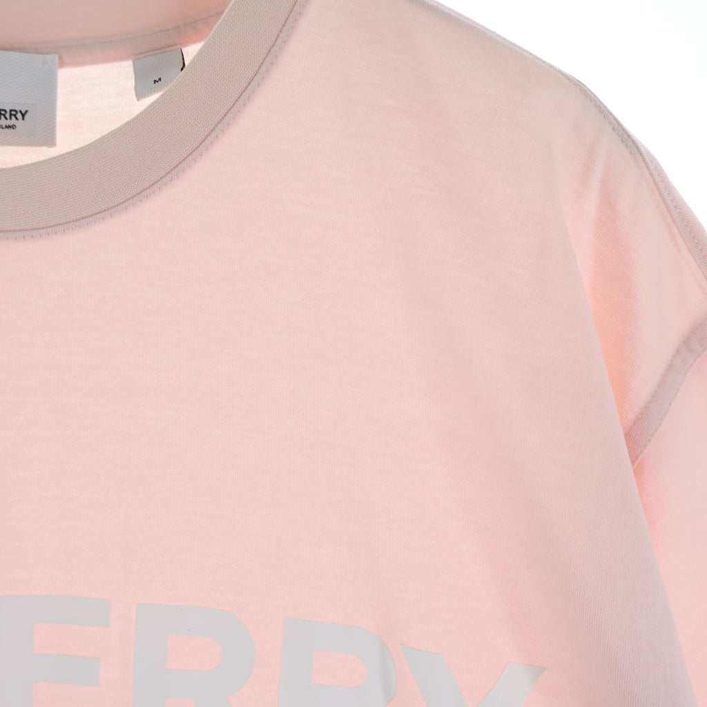 BURBERRY(バーバリー) ラバーロゴ Tシャツ クールネック 半袖 コットン ピンク レディース