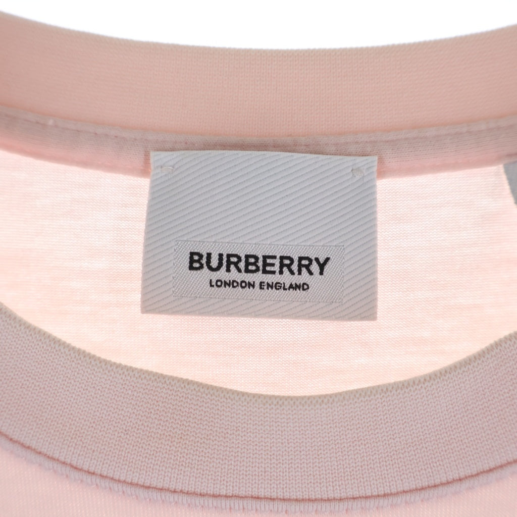 BURBERRY(バーバリー) ラバーロゴ Tシャツ クールネック 半袖 コットン ピンク レディース