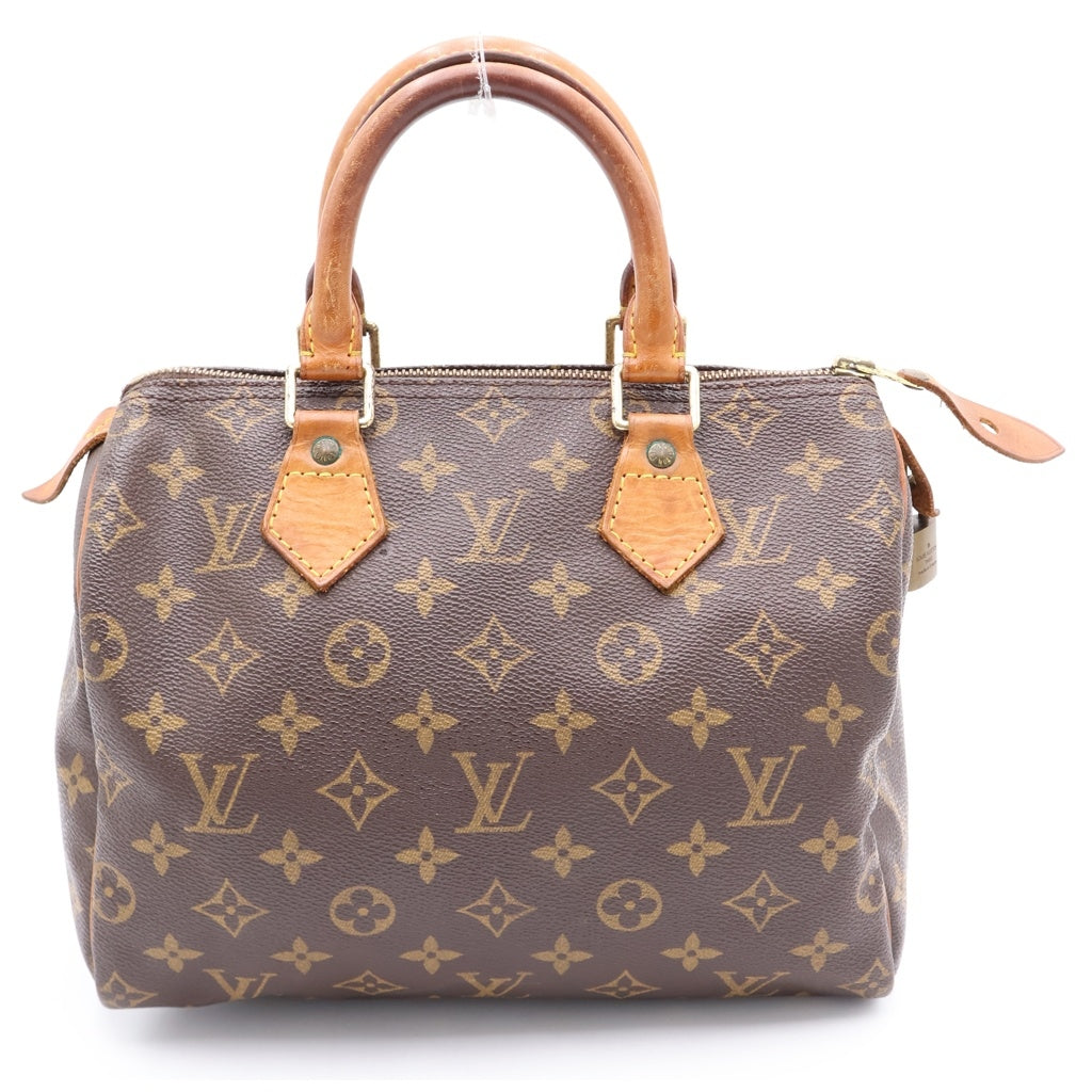 LOUIS VUITTON(ルイヴィトン) モノグラム スピーディ25 ハンドバッグ ボストンバッグ ブラウン レザー×PVC M41528 ゴールド金具 レディース