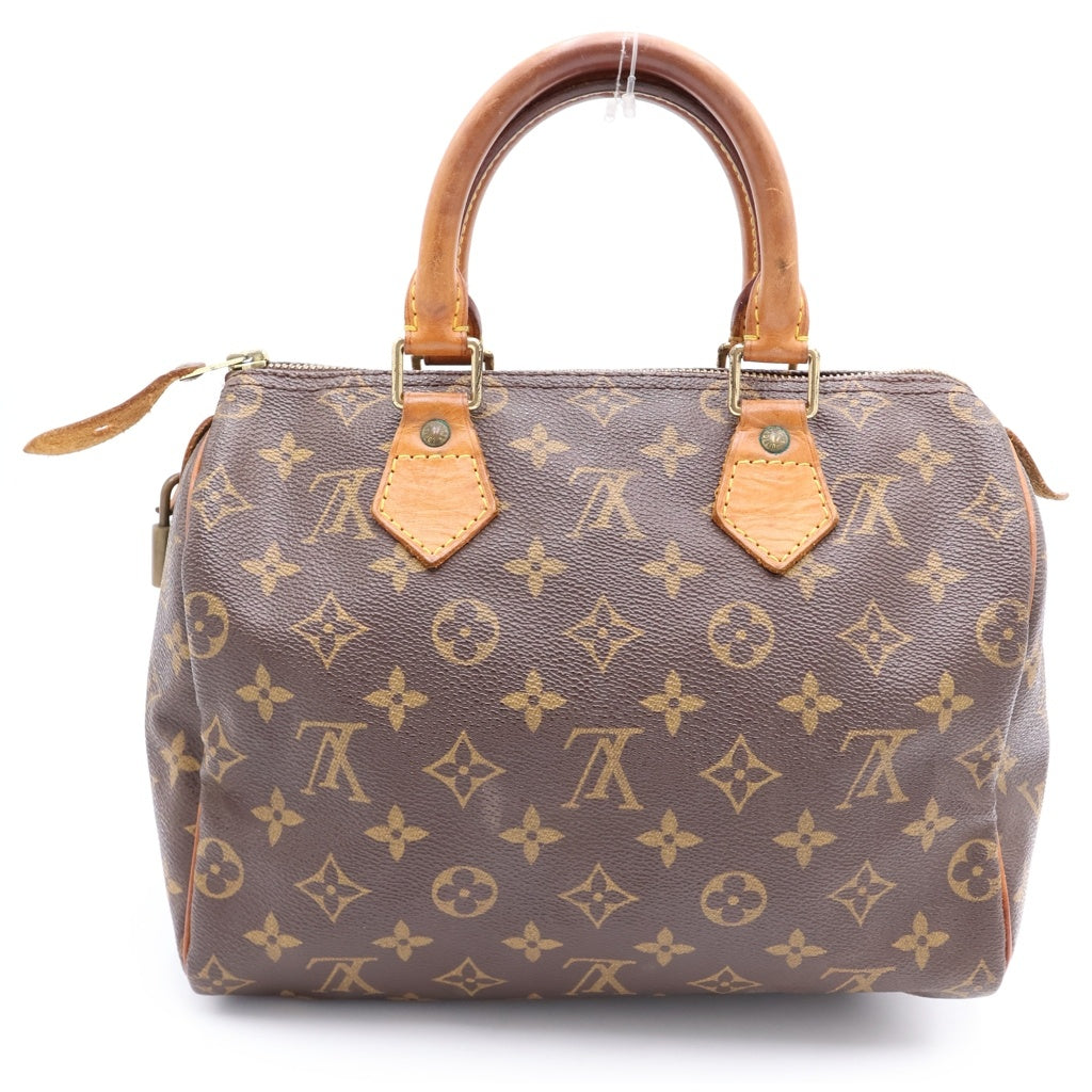 LOUIS VUITTON(ルイヴィトン) モノグラム スピーディ25 ハンドバッグ ボストンバッグ ブラウン レザー×PVC M41528 ゴールド金具 レディース