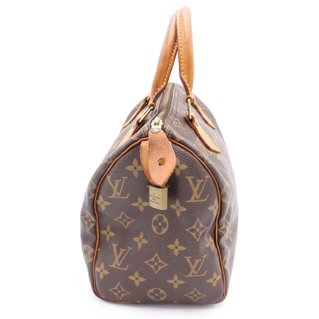 LOUIS VUITTON(ルイヴィトン) モノグラム スピーディ25 ハンドバッグ ボストンバッグ ブラウン レザー×PVC M41528 ゴールド金具 レディース