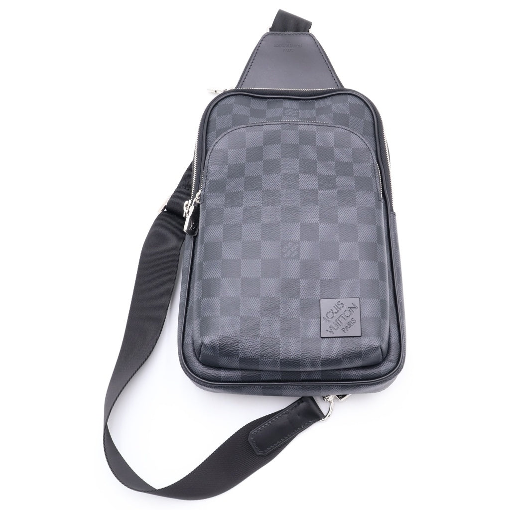 LOUIS VUITTON(ルイヴィトン) ダミエ グラフィット アヴェニュースリングバッグ ウエストバッグ ショルダーバッグ ボディバッグ ブラック レザー×PVC N45302 シルバー金具 レディース