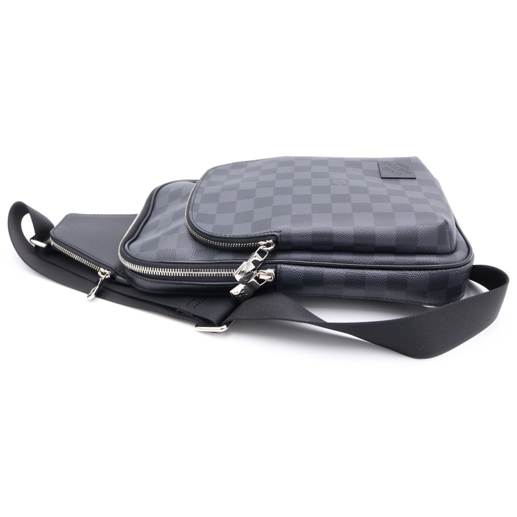 LOUIS VUITTON(ルイヴィトン) ダミエ グラフィット アヴェニュースリングバッグ ウエストバッグ ショルダーバッグ ボディバッグ ブラック レザー×PVC N45302 シルバー金具 レディース