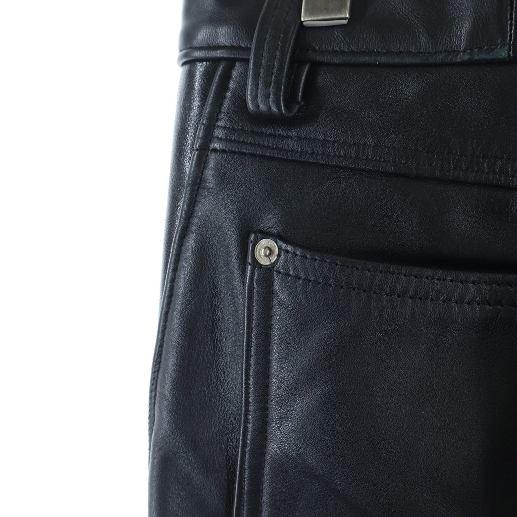 666 LEATHER WEAR(トリプルシックスレザーウェア) スリムストレート レザーパンツ ロングパンツ イングランド製 ブラック