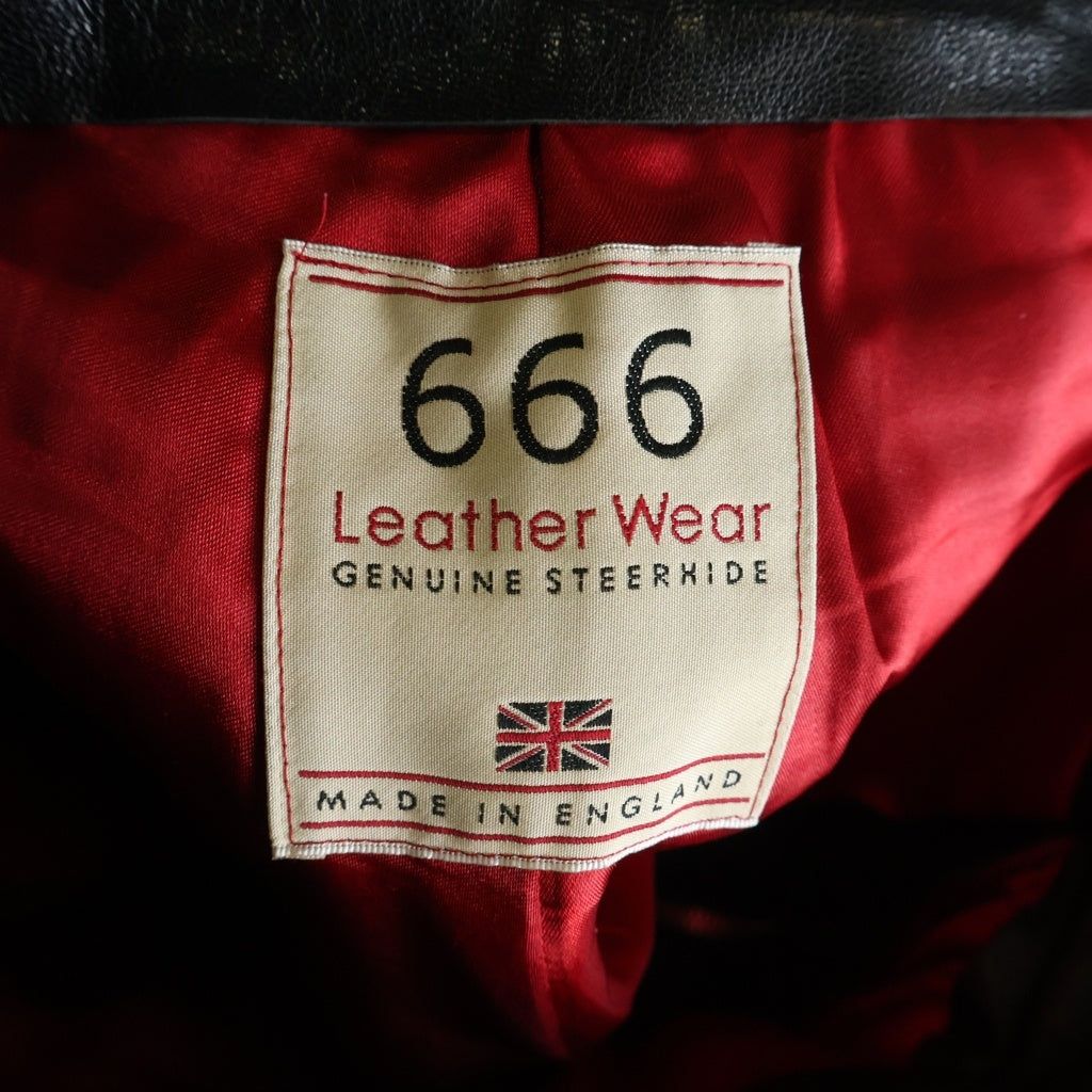 666 LEATHER WEAR(トリプルシックスレザーウェア) スリムストレート レザーパンツ ロングパンツ イングランド製 ブラック