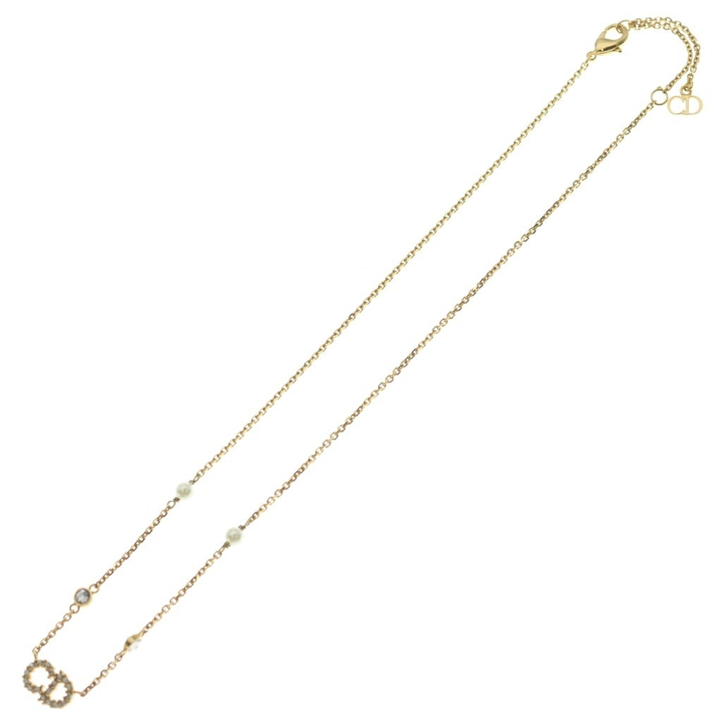 DIOR(ディオール) Christian Dior clair d lune CDロゴ ネックレス ラインストーン パール ゴールド レディース