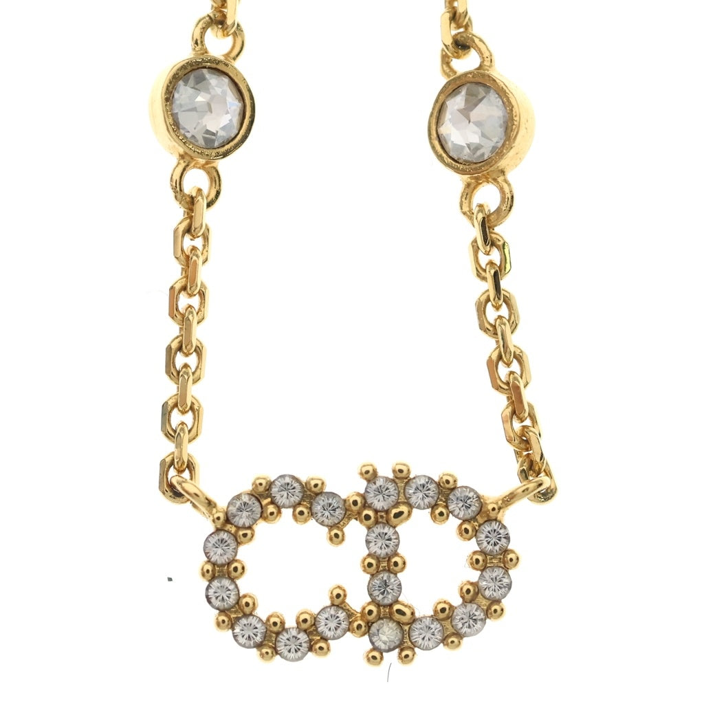DIOR(ディオール) Christian Dior clair d lune CDロゴ ネックレス ラインストーン パール ゴールド レディース