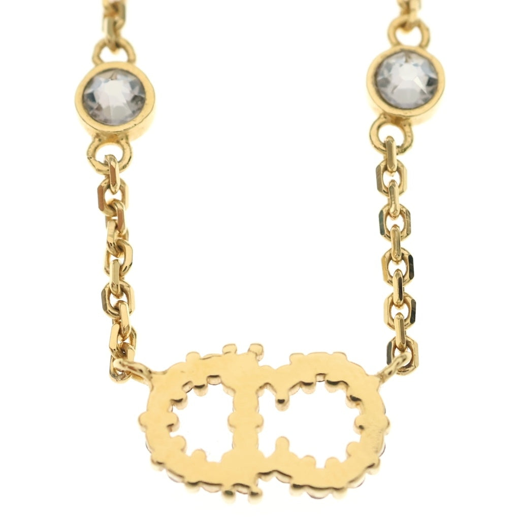 DIOR(ディオール) Christian Dior clair d lune CDロゴ ネックレス ラインストーン パール ゴールド レディース