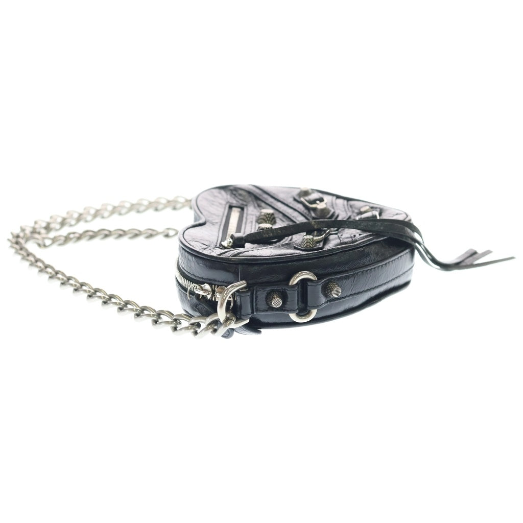 BALENCIAGA(バレンシアガ) ル カゴール チェーンショルダーバッグ ハート ブラック レザー 722781 シルバー金具 レディース