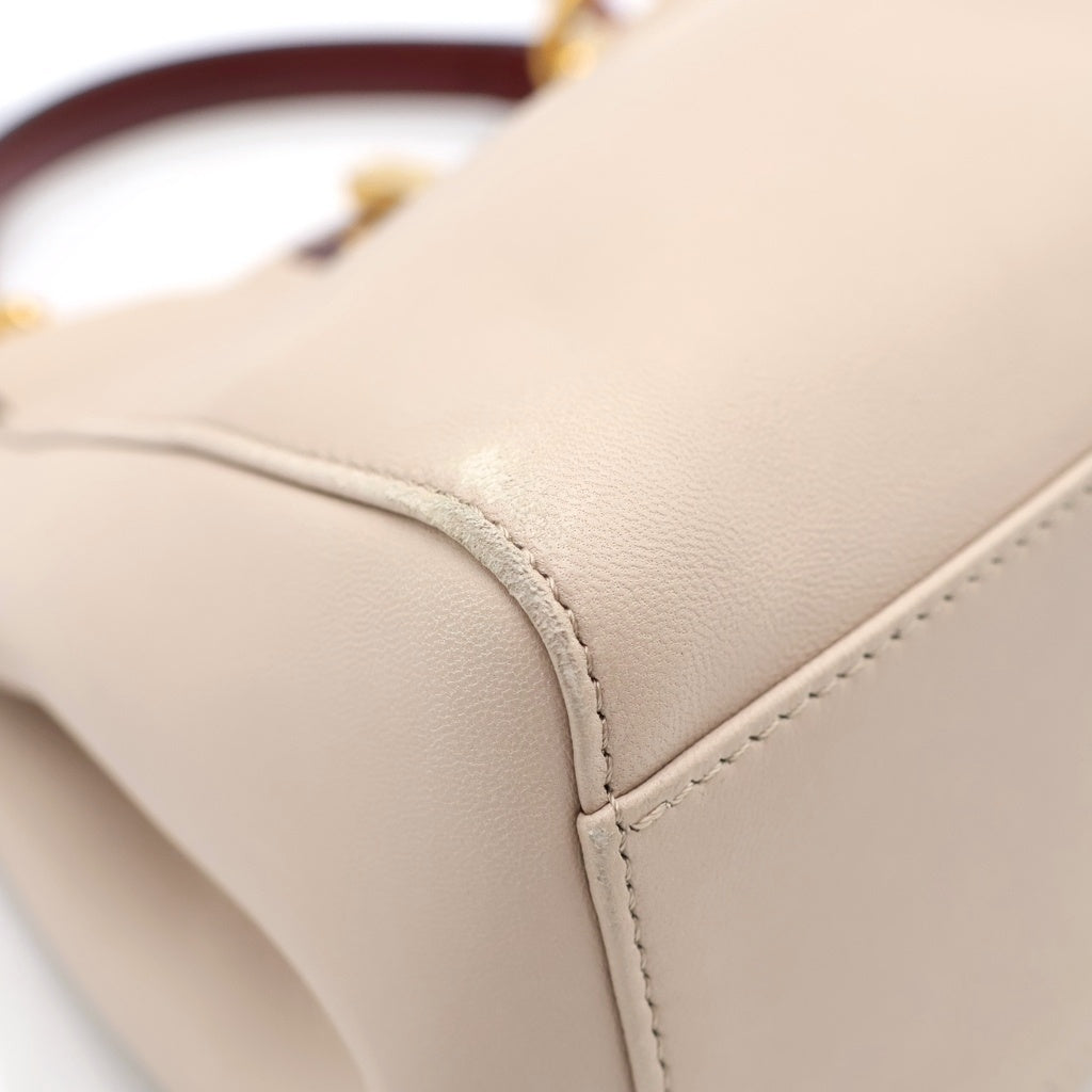 FENDI(フェンディ) ピーカーブーICU ミニ 2WAYショルダーバッグ ハンドバッグ ベージュ×レッド レザー ゴールド金具 レディース