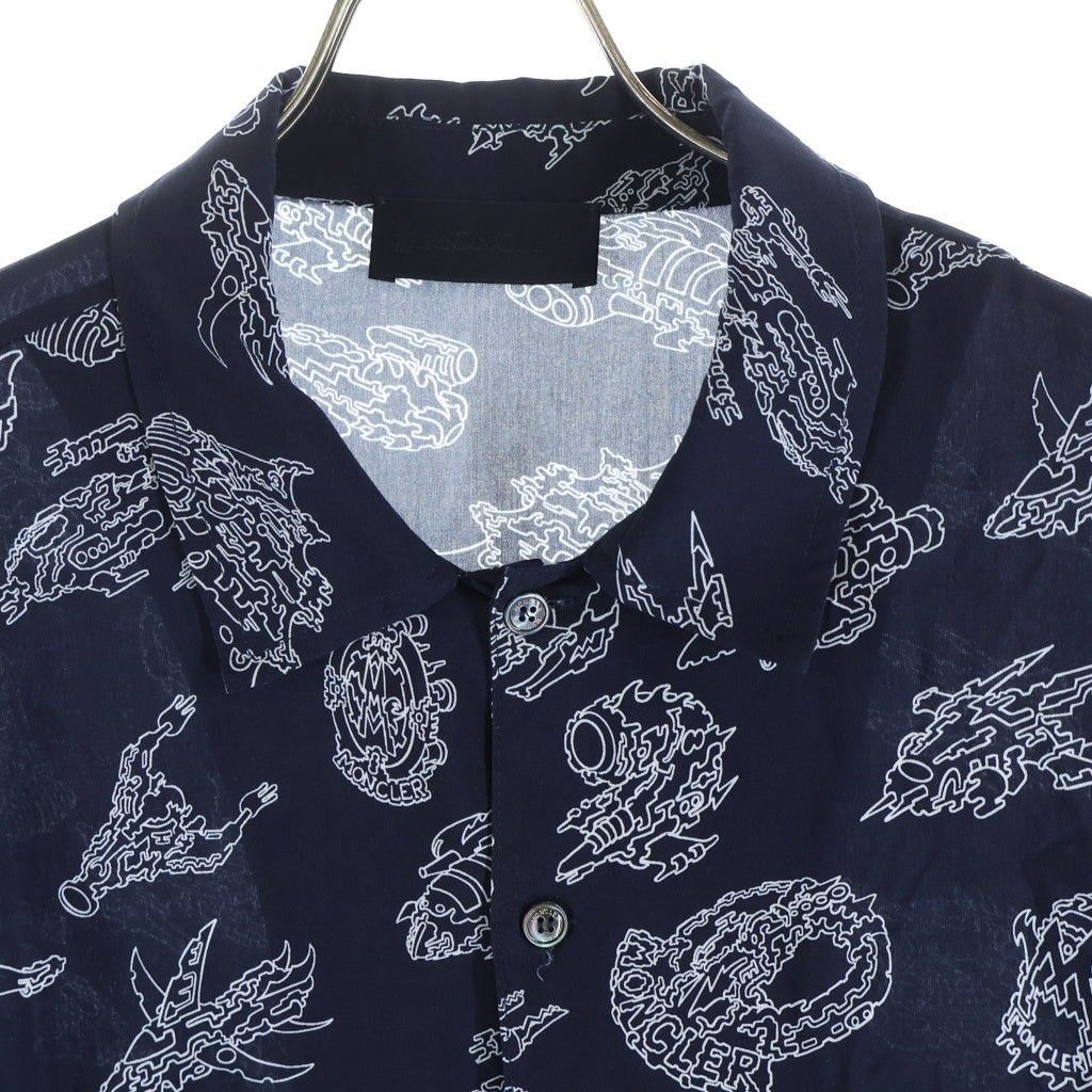 MONCLER(モンクレール) 23SS SPACE MONDUCK Short SLEEVE SHIRT レーヨン 半袖シャツ #XL ネイビー