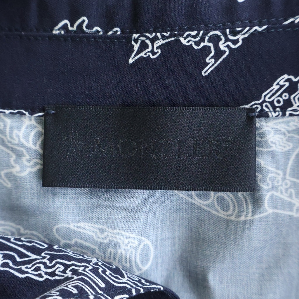 MONCLER(モンクレール) 23SS SPACE MONDUCK Short SLEEVE SHIRT レーヨン 半袖シャツ #XL ネイビー