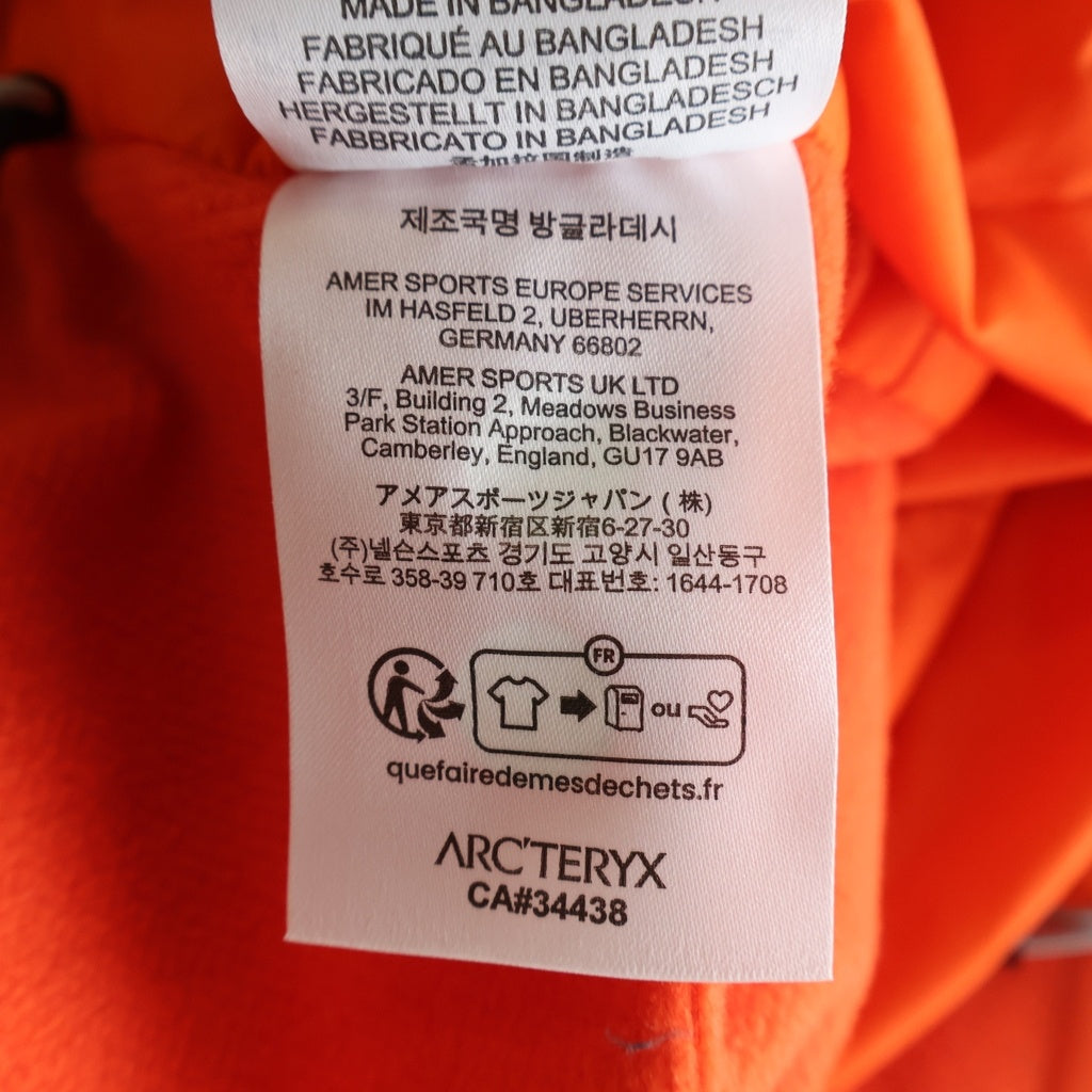 ARC'TERYX(アークテリクス) ロゴ ナイロン フーディー ジャケット ジップアップ パーカー ブルゾン アウター #M オレンジ