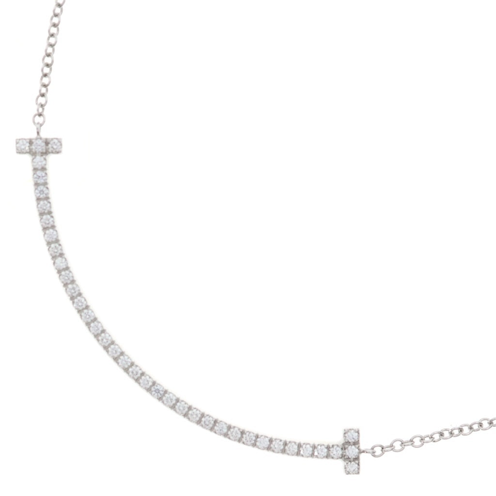 TIFFANY & Co.(ティファニー) Tスマイル スモール メレダイヤ ダイヤモンド Au750 K18WG ネックレス ホワイトゴールド レディース