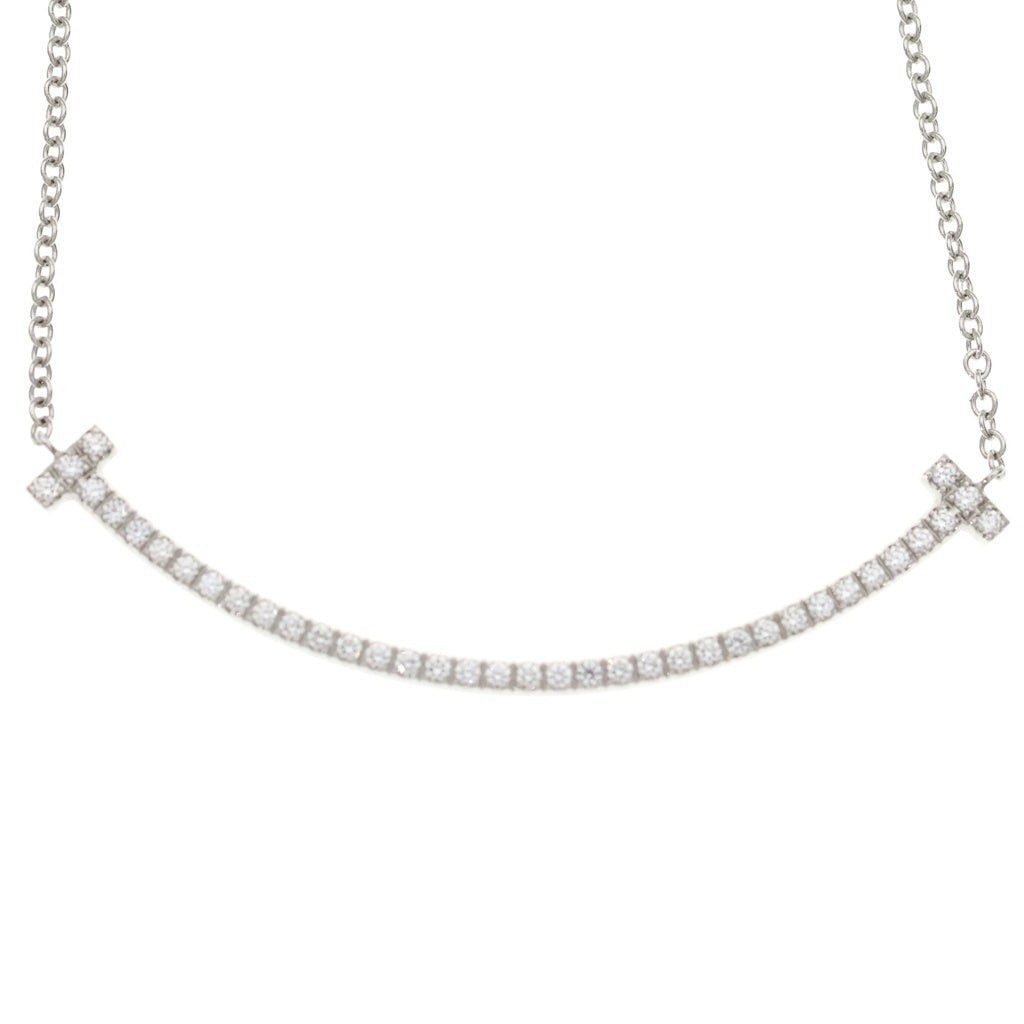 TIFFANY & Co.(ティファニー) Tスマイル スモール メレダイヤ ダイヤモンド Au750 K18WG ネックレス ホワイトゴールド レディース