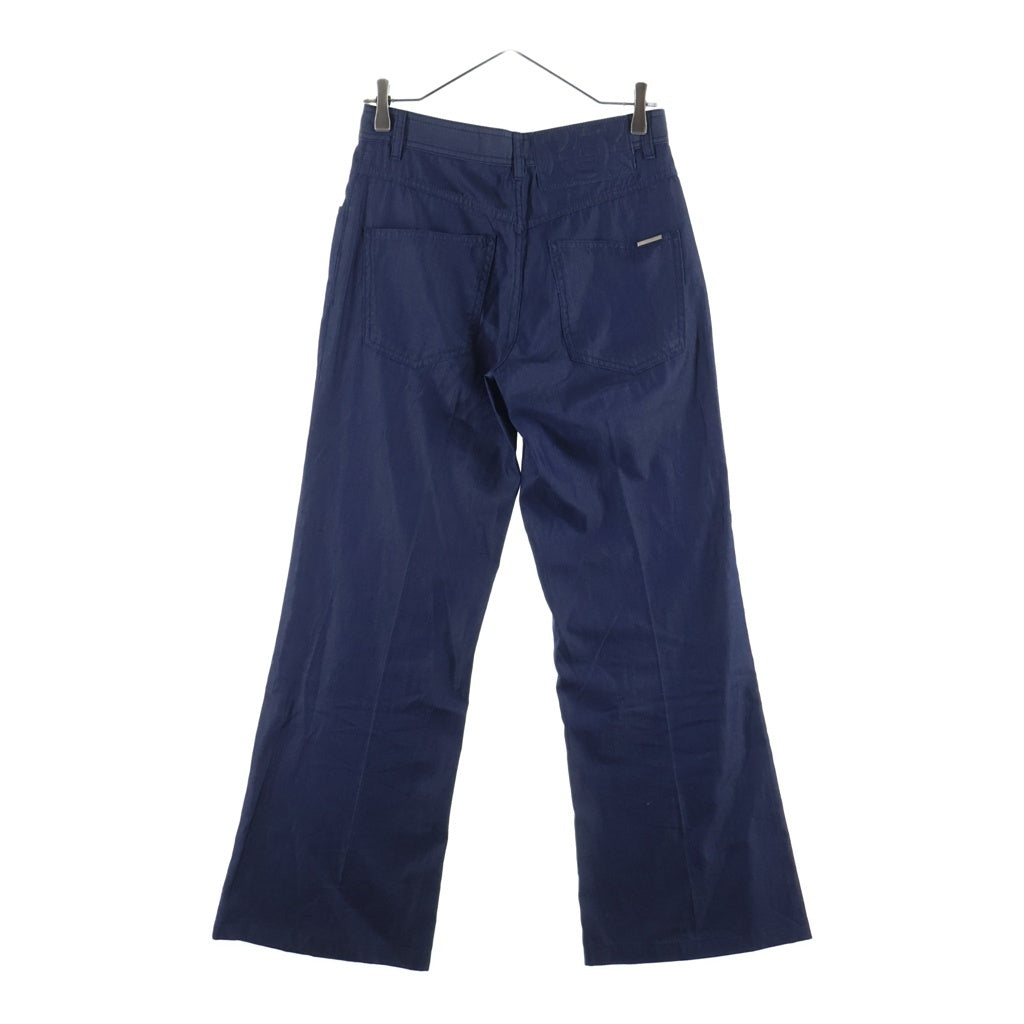 Salvatore Ferragamo(サルヴァトーレ フェラガモ) ガンチーニエンボスロゴ コットン センタープレスパンツ スラックス トラウザーズ ネイビー 13 J846 レディース