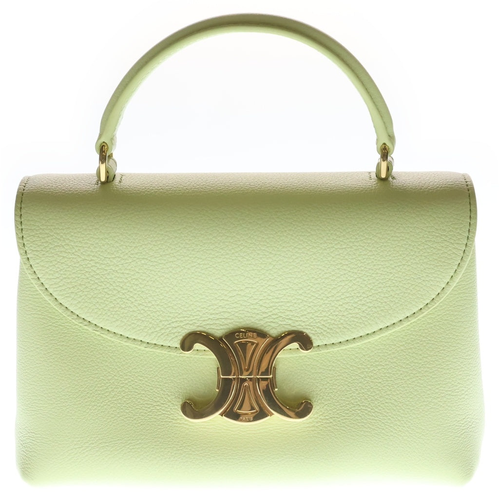 CELINE(セリーヌ) セリーヌ ティーン ニノ 2WAYハンドバッグ ショルダーバッグ ライトグリーン レザー ゴールド金具 レディース