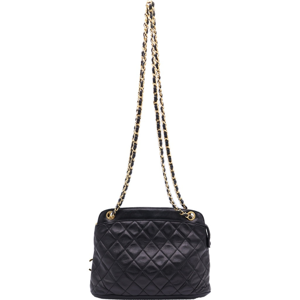 CHANEL(シャネル) マトラッセ 13番台 チェーンショルダーバッグ ブラック ラムスキン ゴールド金具 レディース