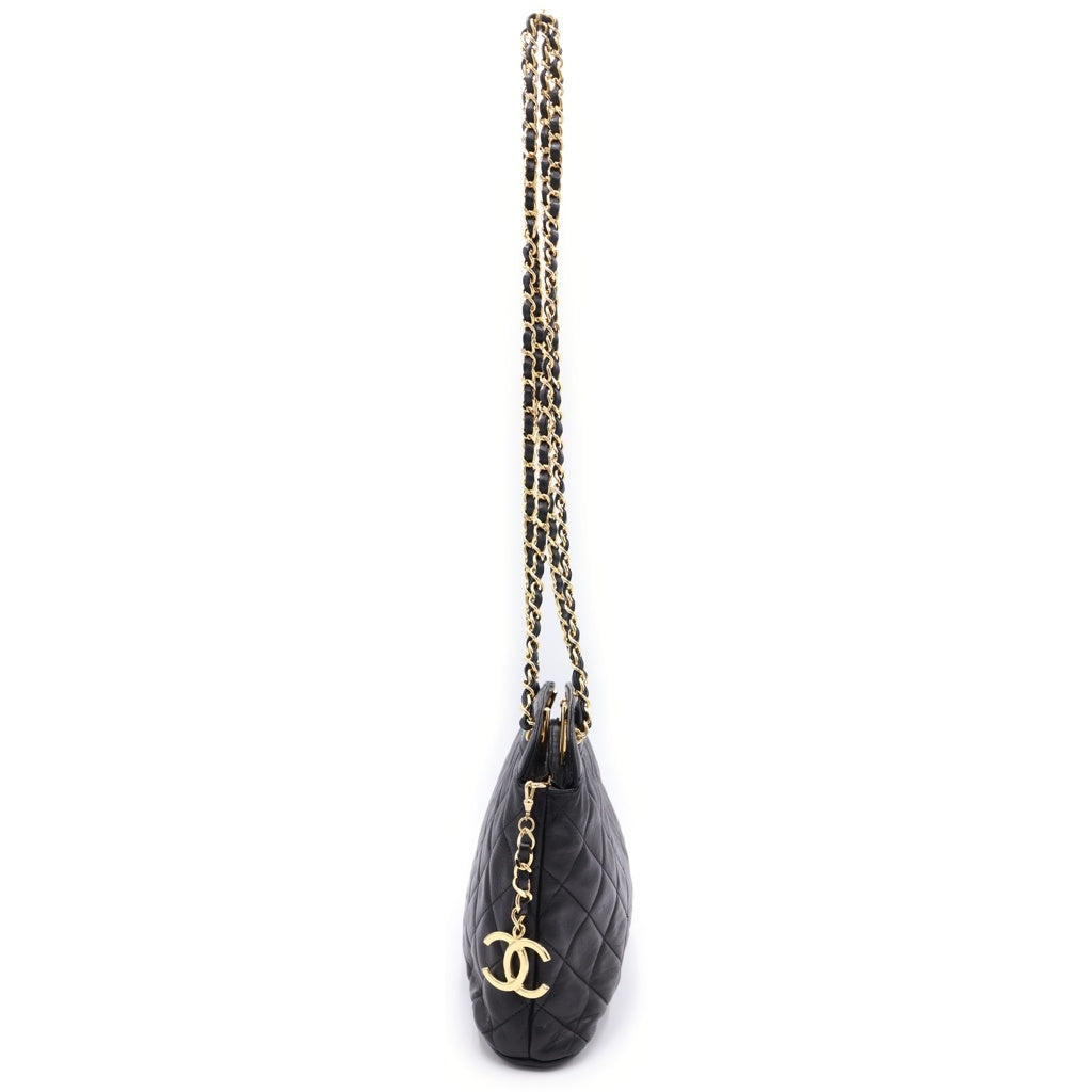CHANEL(シャネル) マトラッセ 13番台 チェーンショルダーバッグ ブラック ラムスキン ゴールド金具 レディース
