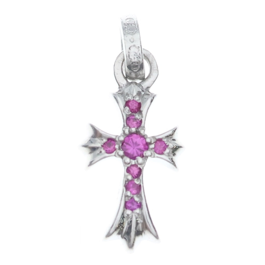 CHROME HEARTS(クロムハーツ) 18KWG CRS BBYFAT P ベイビーファットクロス PAVEピンクサファイア ペンダントトップ ホワイトゴールド