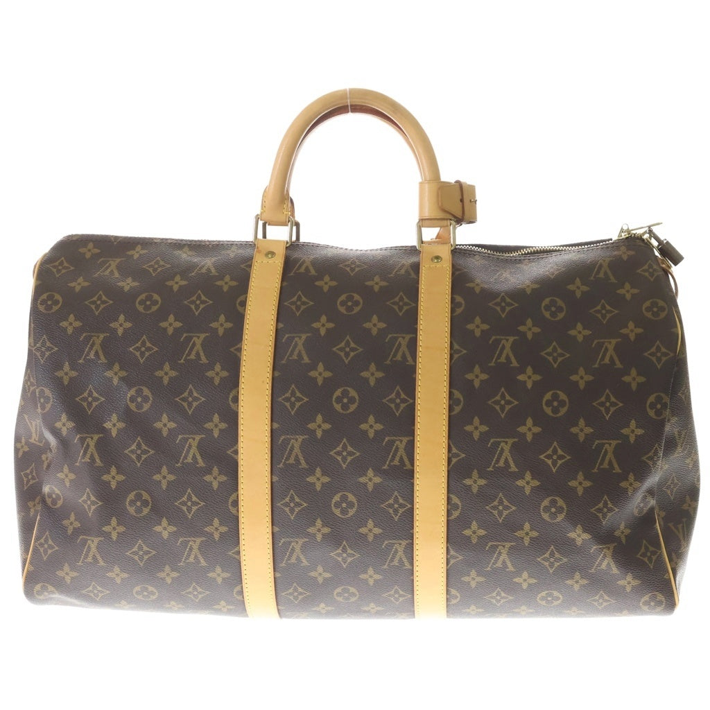 LOUIS VUITTON(ルイヴィトン) モノグラム キーポル50 ボストンバッグ ハンドバッグ トラベルバッグ ブラウン レザー×PVC M41424 ゴールド金具 レディース