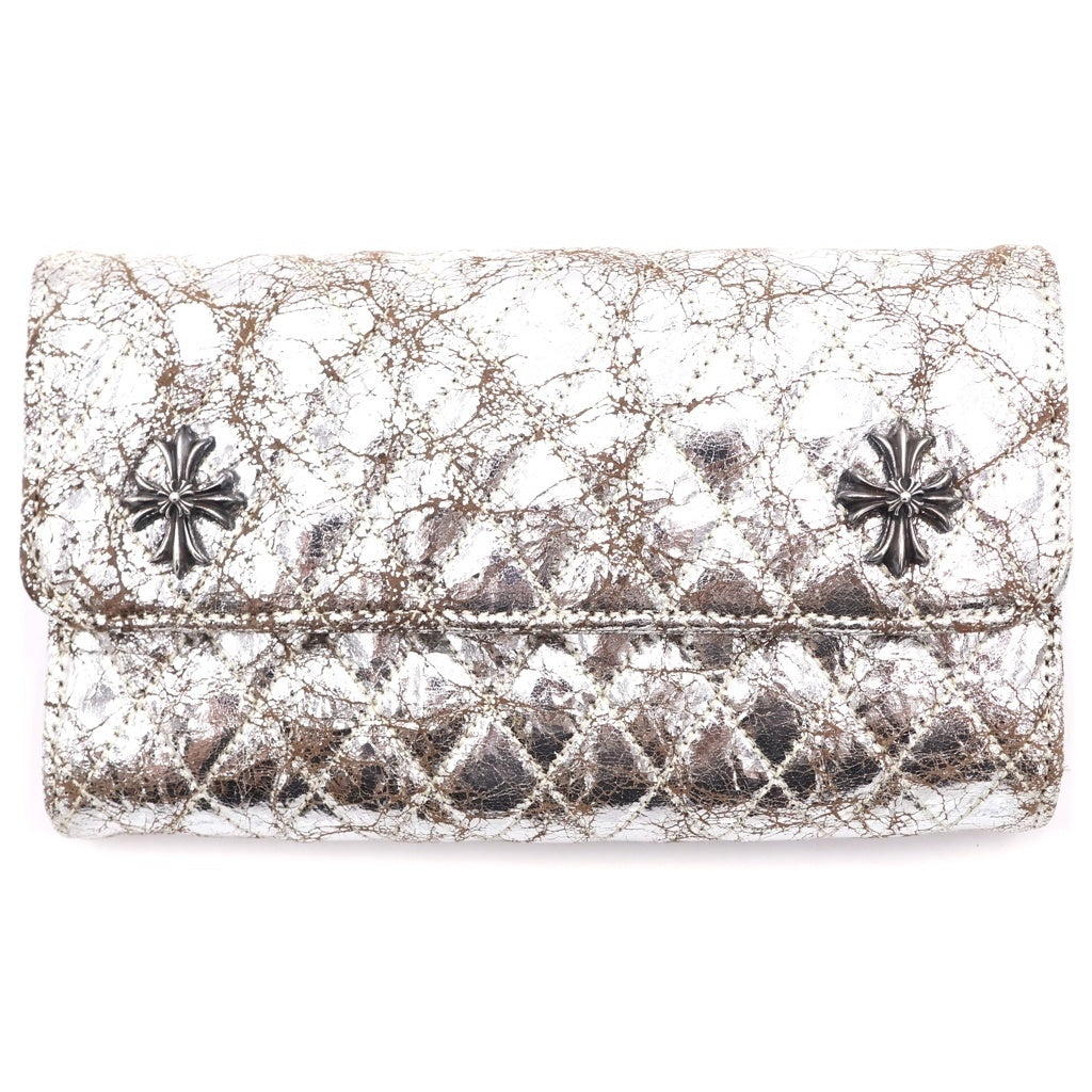 CHROME HEARTS(クロムハーツ) Dinner Leather Clutch Wallet ディナー レザー クラッチウォレット 長財布 シルバー