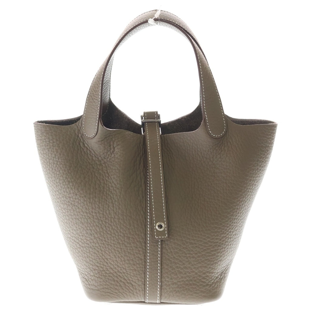 HERMES(エルメス) ピコタンPM トリヨン ハンドバッグ エトゥープ シルバー金具 ブラウン K刻印 レディース